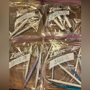 Circular Knitting Needle Bundle, 16 Total, Sizes: 17, 15, 13, 11, 10.5, 10, 9, 8